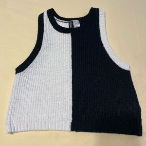 H&M Black/White Knit Crop Tank Top